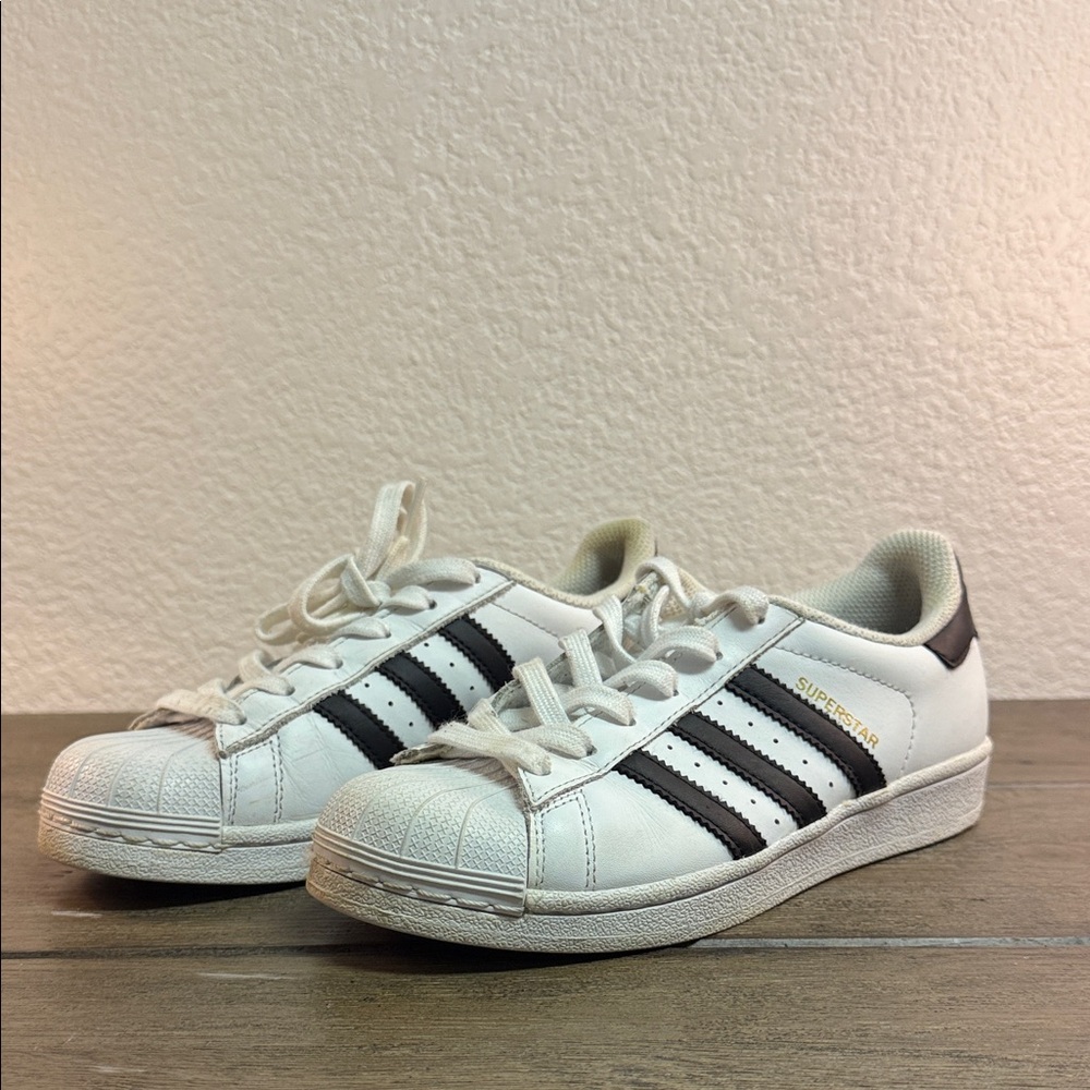 Adidas Superstar Kids White Sneakers with Black Stripes